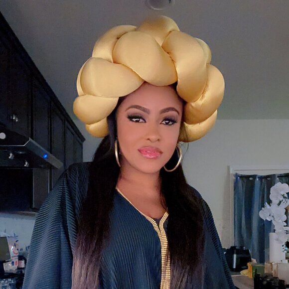 HANDMADE Giant Braided African TURBAN Made in Nigeria HIGH Quality - Picture 3 of 5